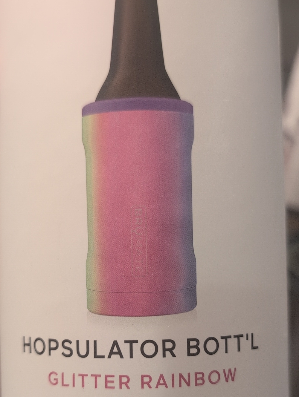 BrüMate Insulated Bottle Cooler - Glitter Rainbow Pink
